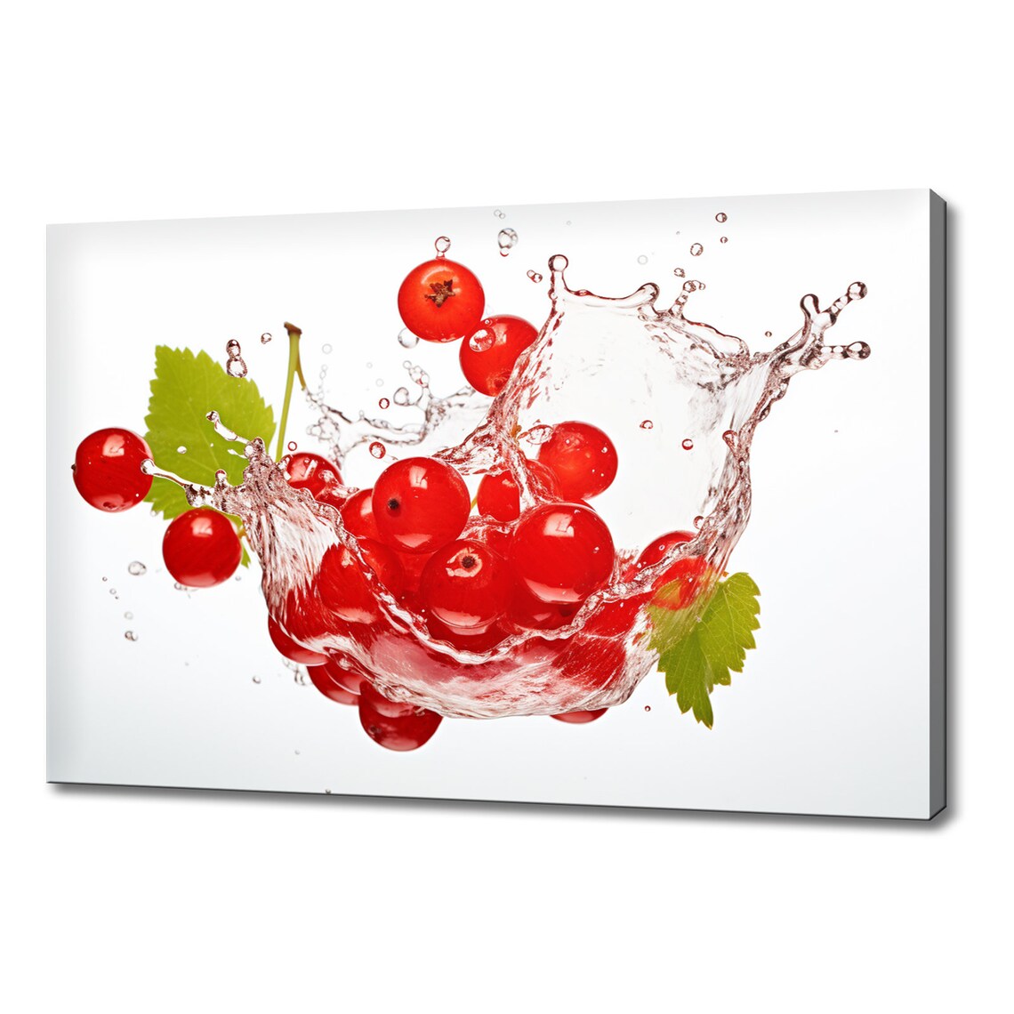 Redcurrants Fruits Water Splash Print Colourful Kitchen Wall Art Fruit Print Modern Kitchen Restaurant Wall Decor