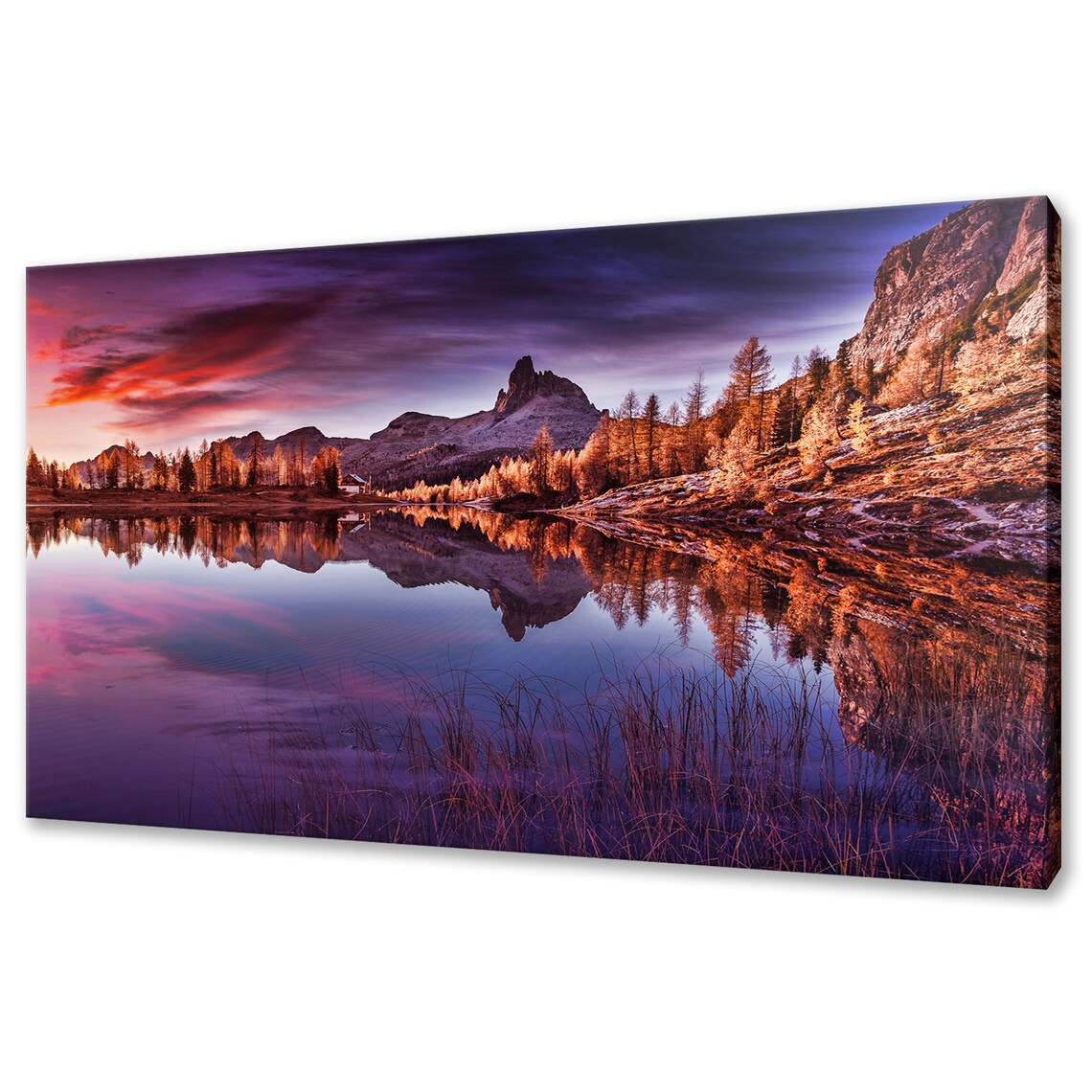 Lago di Federa Dolomites Italy Sunset Mountain Lake Travel Poster