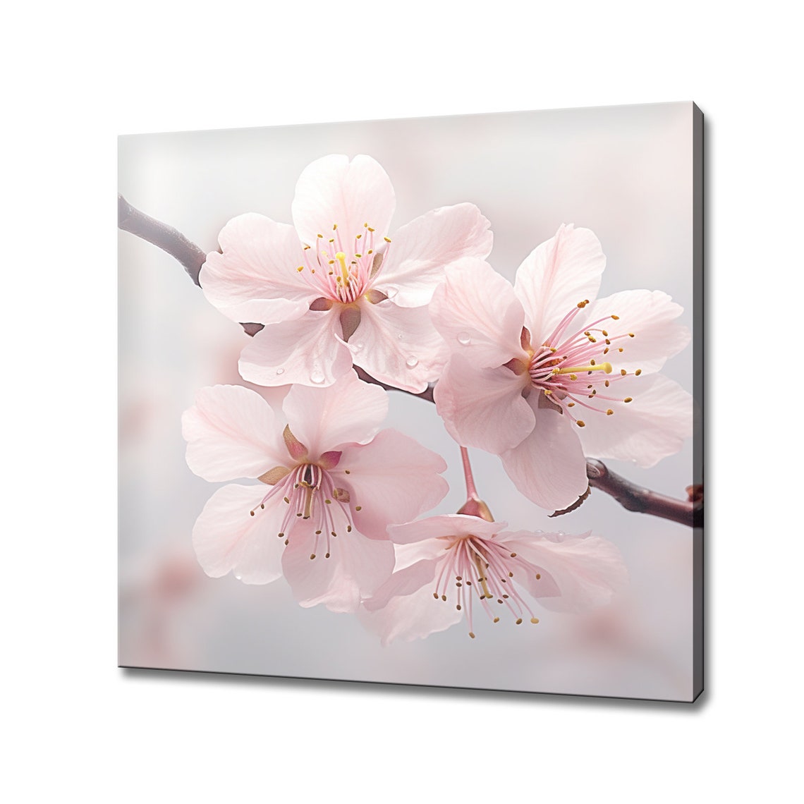 Pale Pink Cherry Blossom Branch Delicate Spring Floral Wall Art Print