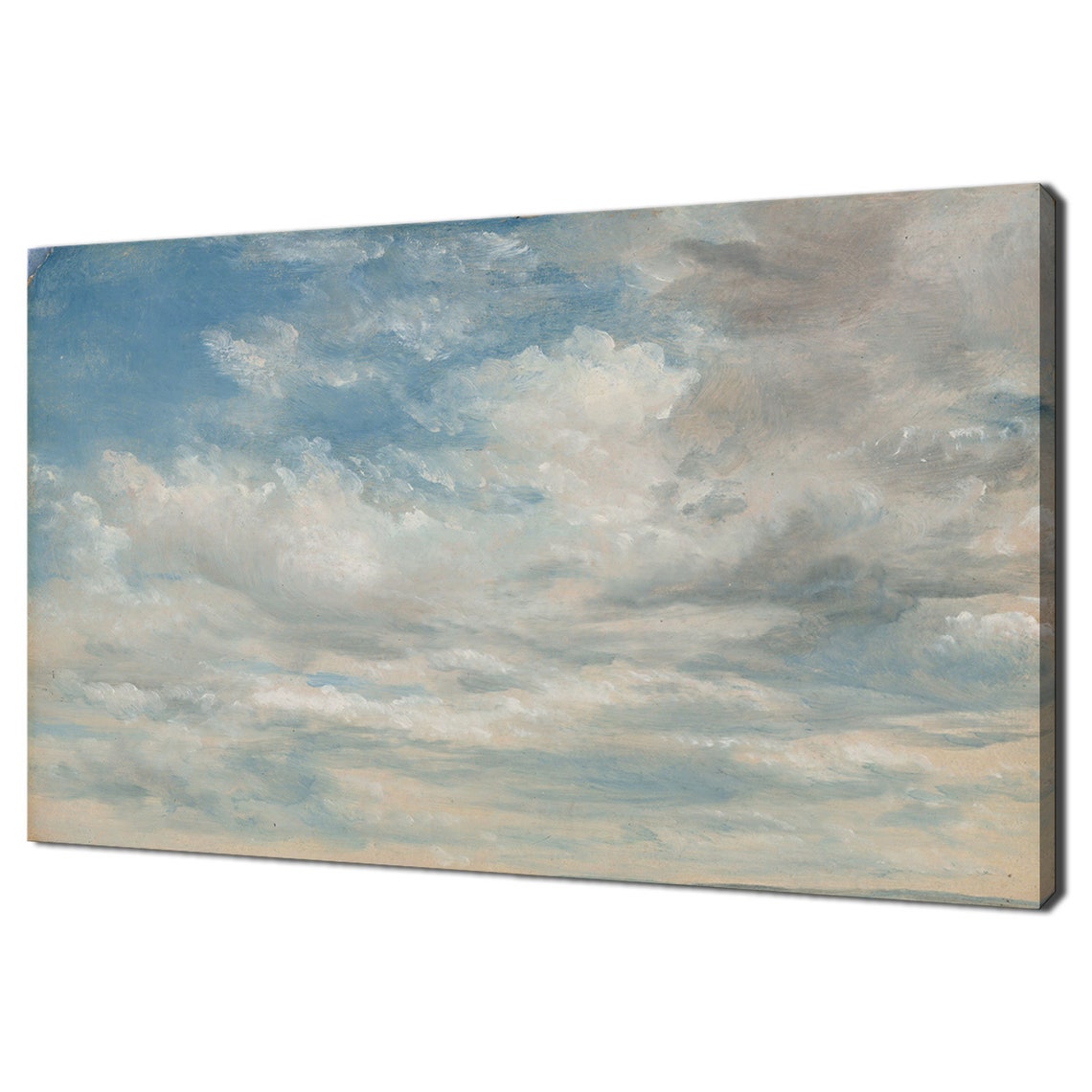 Bright Blue Sky White Clouds Vintage Cloud Study Oil Painting Poster