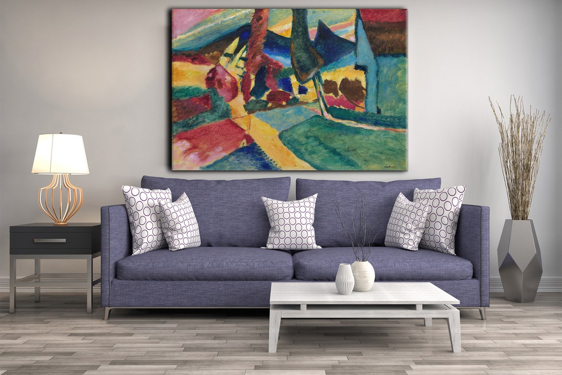 Wassily Kandinsky Landscape With Two Poplars 1912 Classic Design Abstract Decor Reproduction Print Wall Art - Image 2