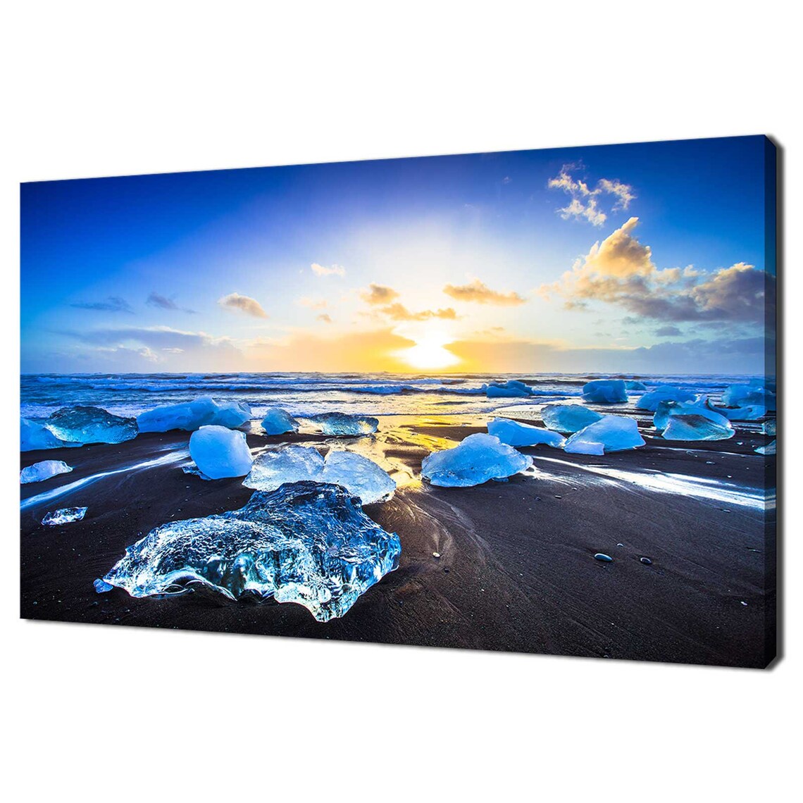 Diamond Beach Iceland Blue Ice Rocks, Travel Poster