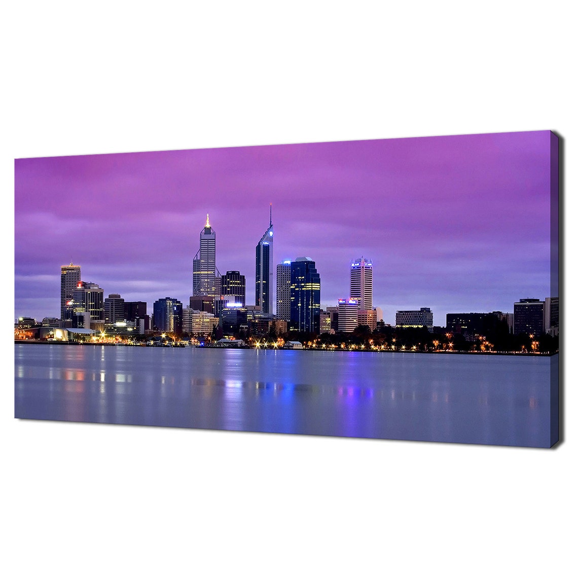 Perth Western Australia Sunset Skyline Purple Sky Swan River Poster