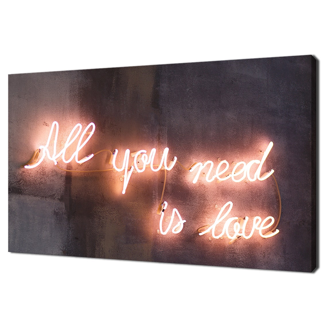 All You Need Is Love Neon Sign Glowing Script On Dark Wall Art