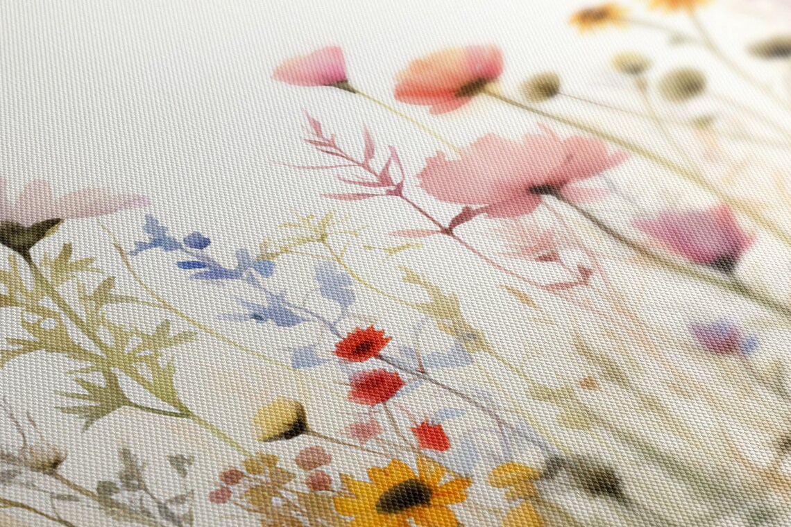 Spring Wildflowers Meadow, Pastel Pink Watercolor Print - Image 3