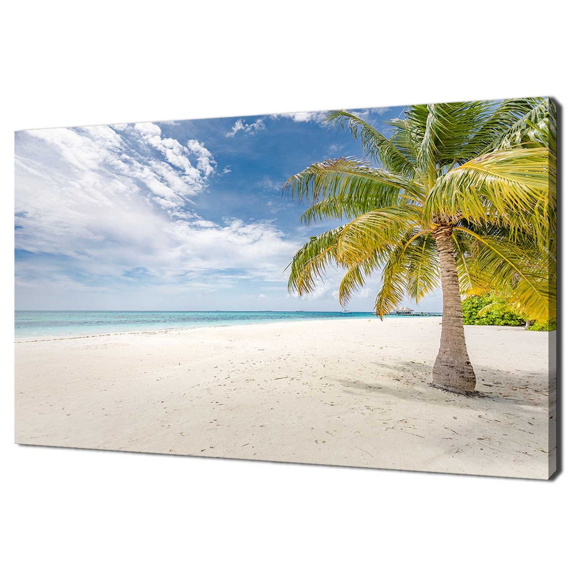 Maldives Tropical Beach Palm Tree White Sand Paradise Travel Poster