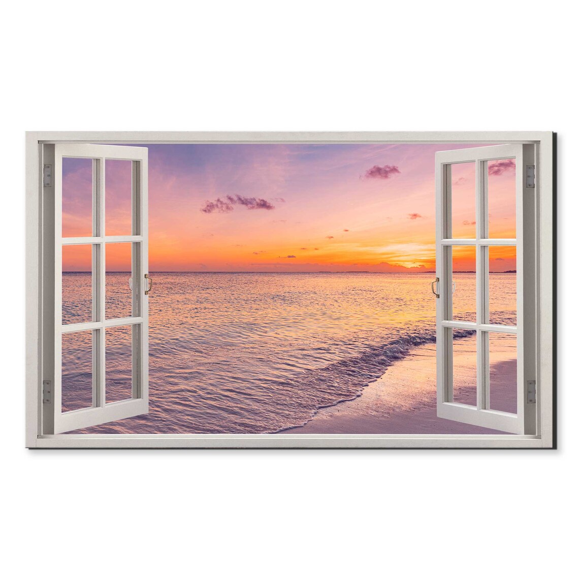 Pink Sunset Over the Ocean, Modern Art Print