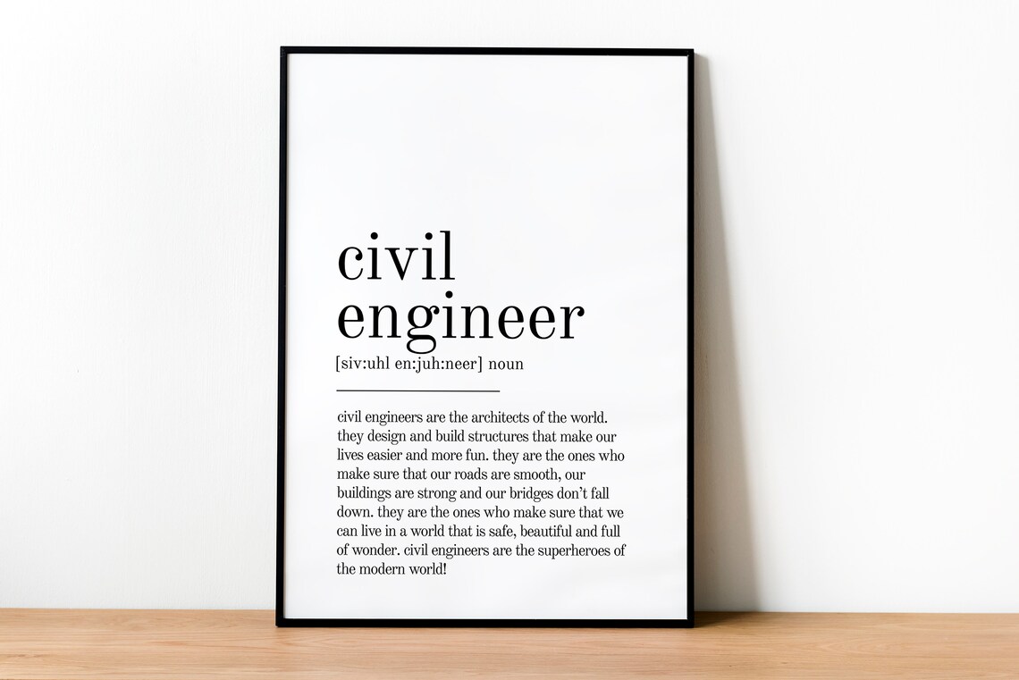 Civil Engineer Definition Minimalist Quote Art Print - Image 2