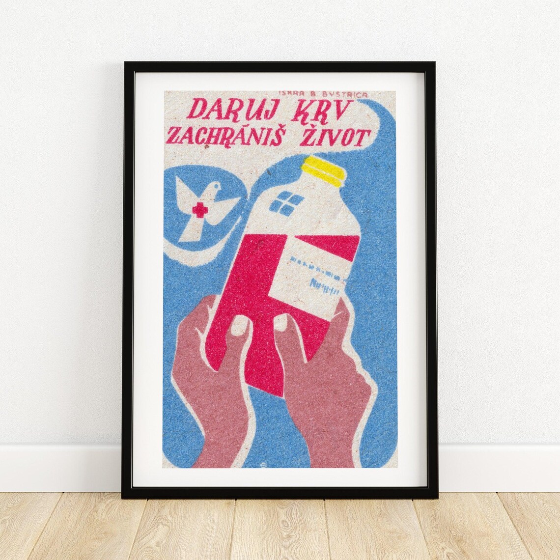 Daruj Krv Zachranis Zivot Blood Donation Vintage Slovak Label Print