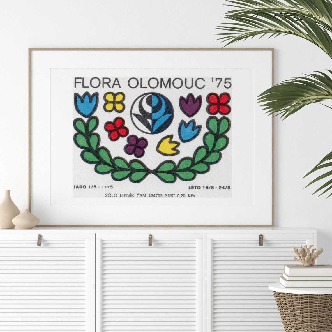 Flora Olomouc 1975 Flower Festival Colorful Matchbox Label Art Poster - Image 2