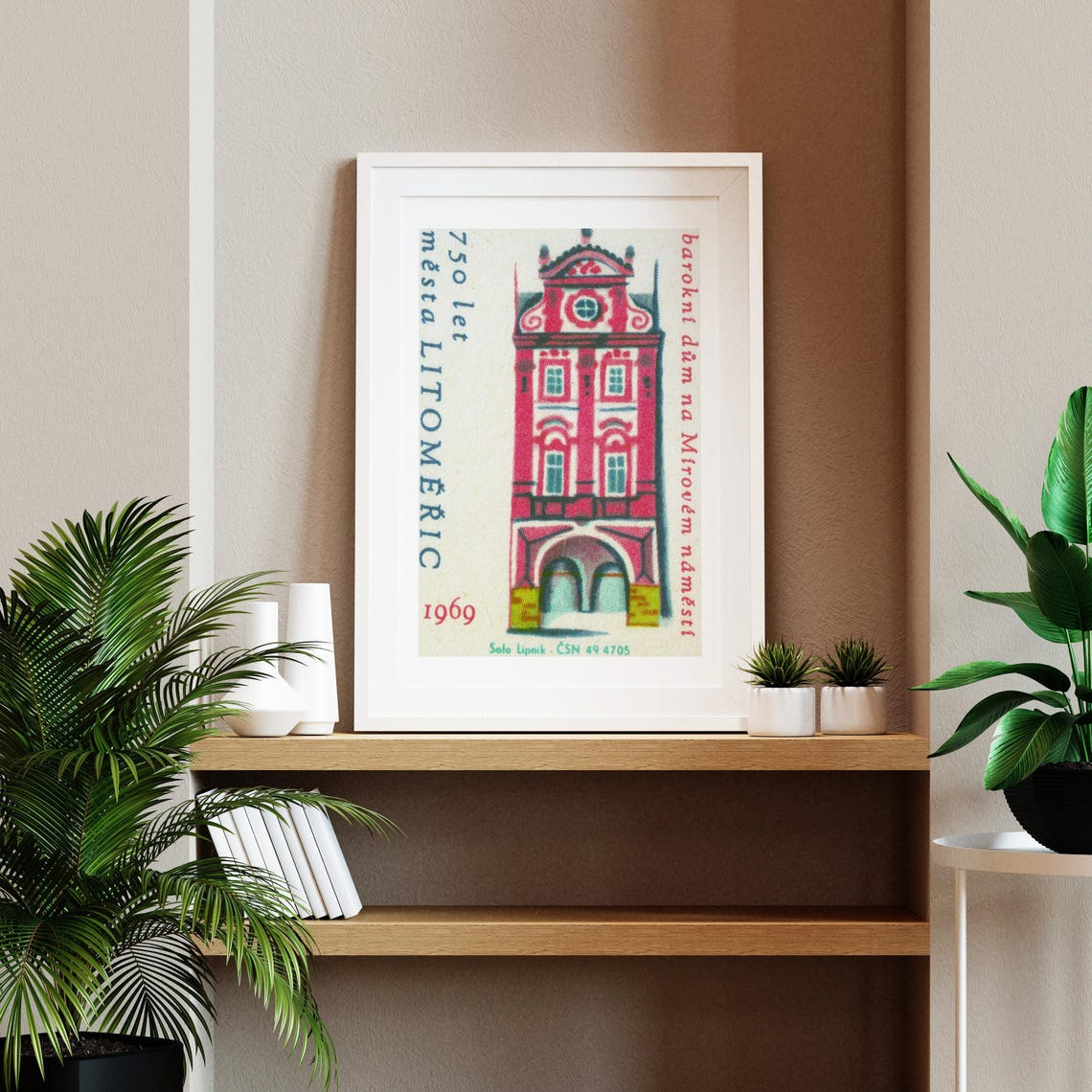 Litomerice 750 Years 1969 Baroque House Czech Vintage Label Print - Image 2