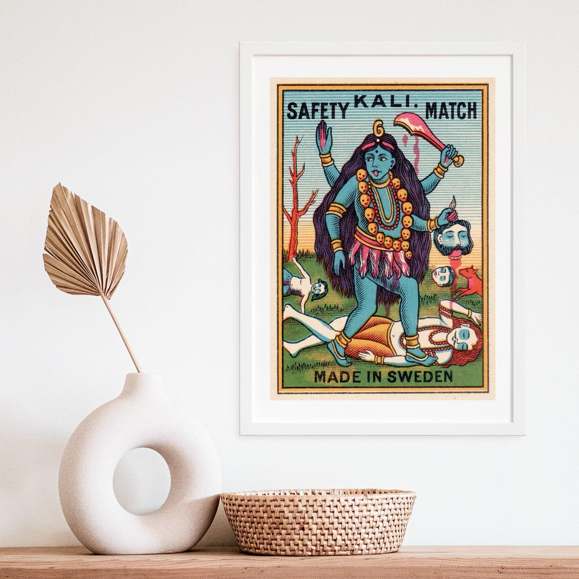 Kali Hindu Goddess Safety Match Swedish Vintage Label Poster - Image 4