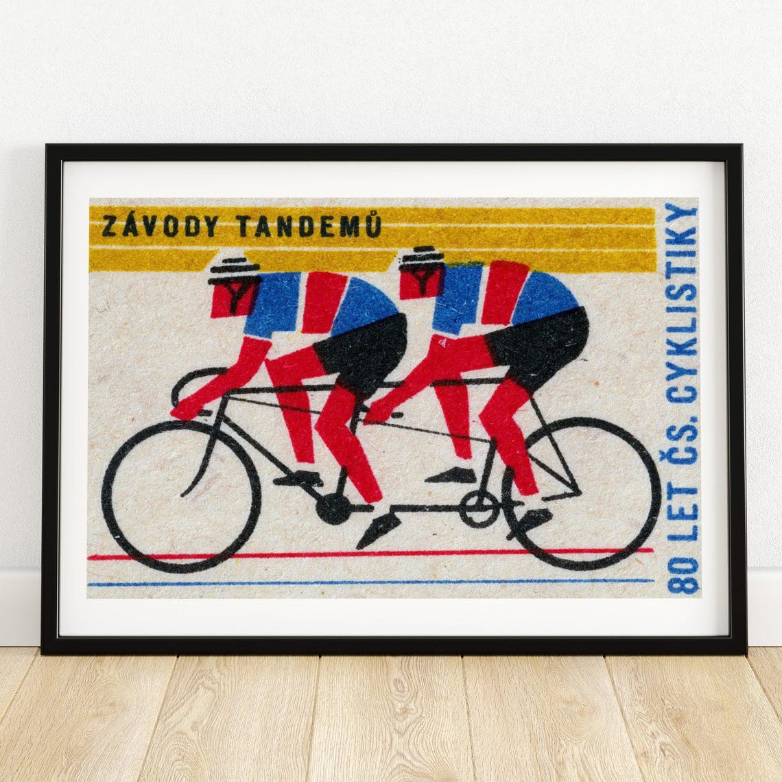 Czech Tandem Race 80 Years Czechoslovak Cycling Vintage Label Poster