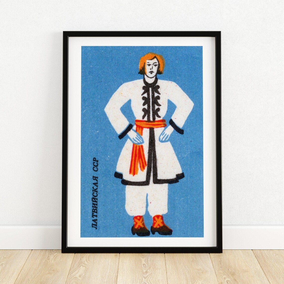 Latvian SSR Folk Costume Man Vintage Soviet Costumes Graphic Poster