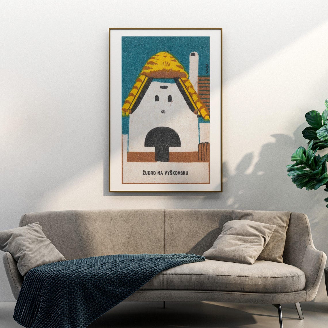 White Thatched Farmhouse Zudro Vyskovsku Folk Architecture Art Poster - Image 3