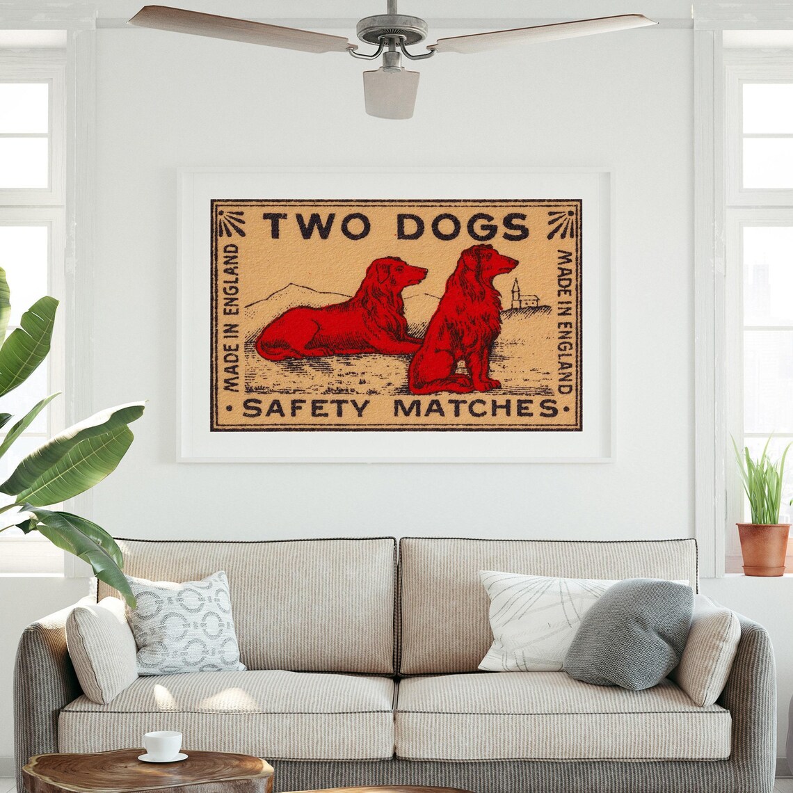 Two Dogs Matchbox Print, Vintage Sweden Poster - Image 3