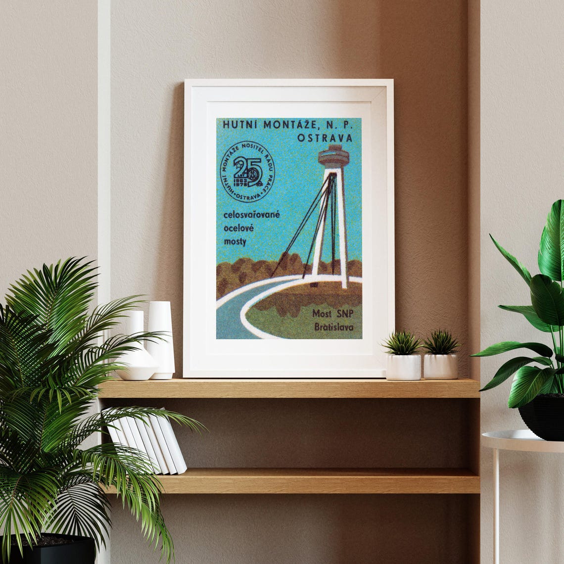 Most SNP Bratislava Cable Stayed Bridge Vintage Matchbox Label Poster - Image 2