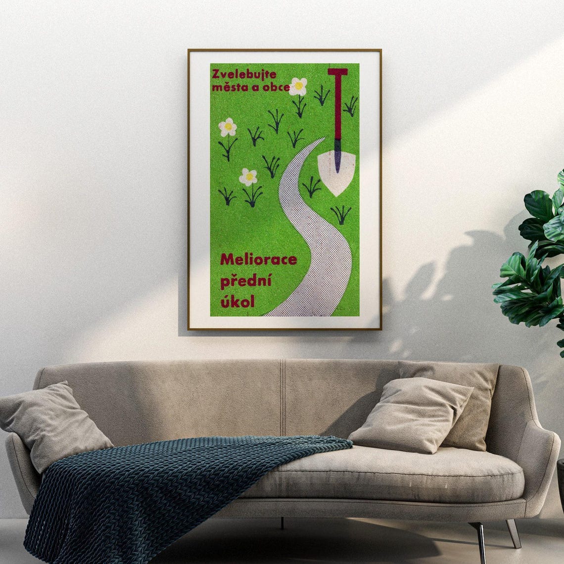 Garden Spade Path Vintage Czech Gardening Matchbox Label Poster - Image 3