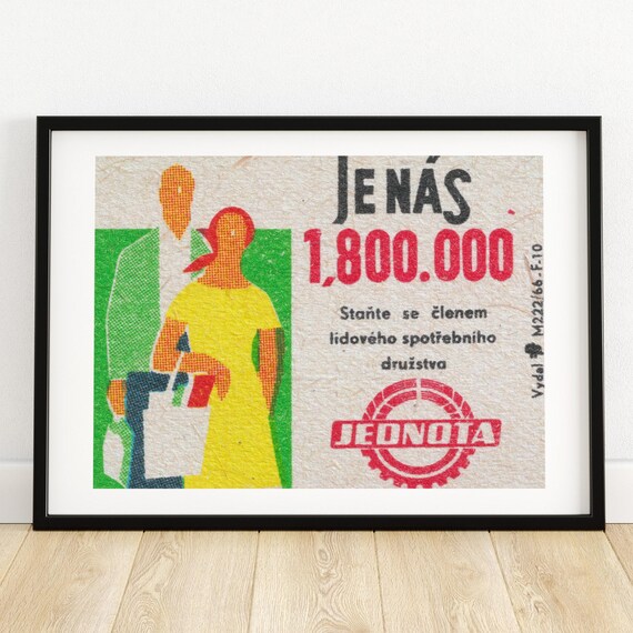 Jednota Czech Consumer Cooperative 1.8 Million Retro Label Print