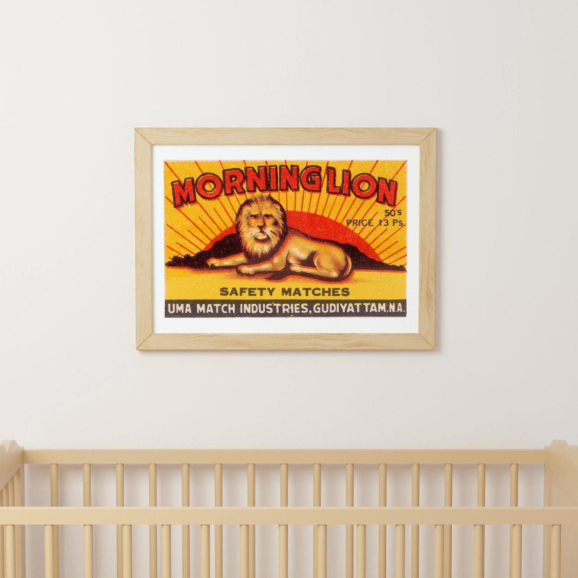 Morning Lion Indian Safety Matches Sunrise Lion Uma Match Art Poster - Image 3