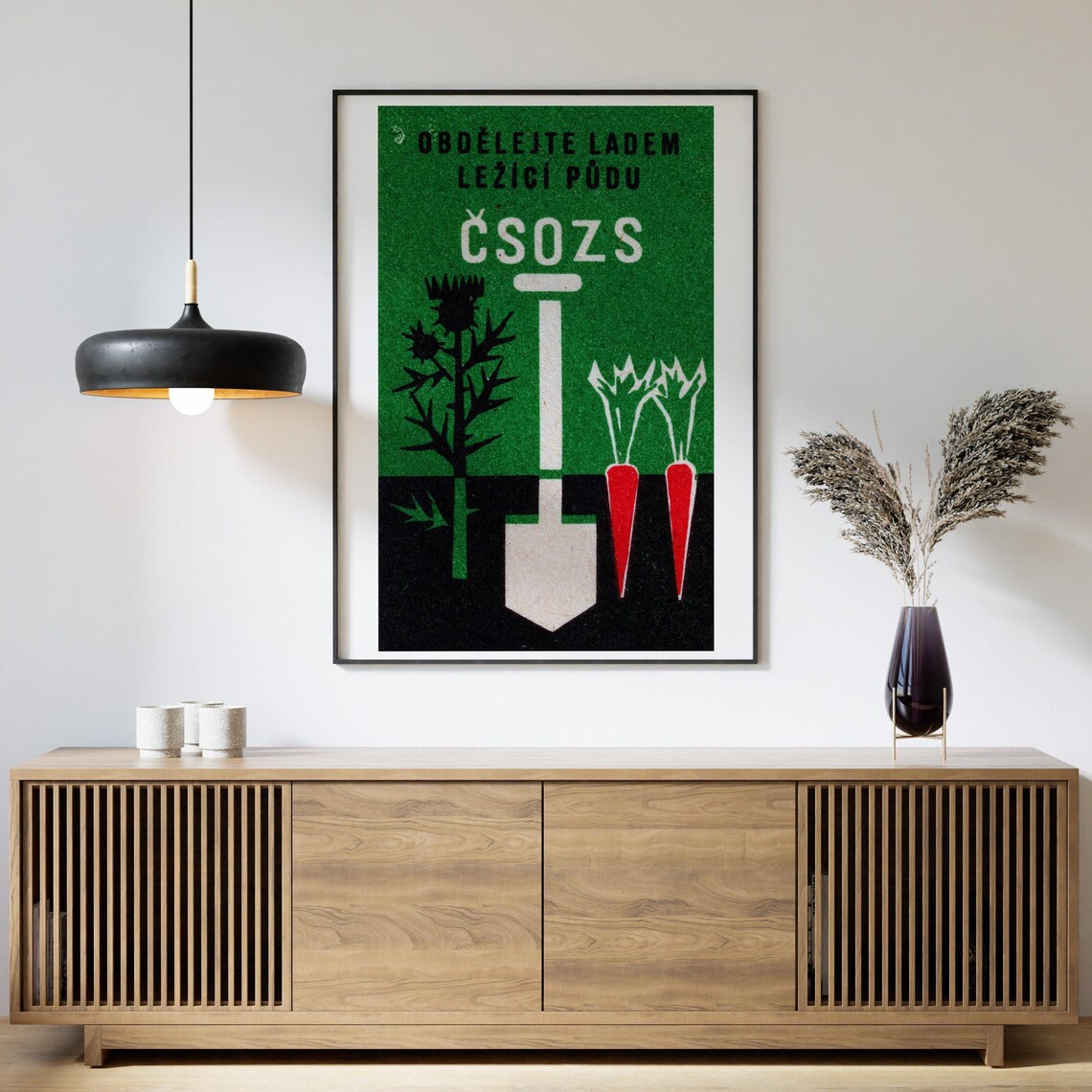 Gardening Shovel Matchbox Print, Vintage Czech Art - Image 4