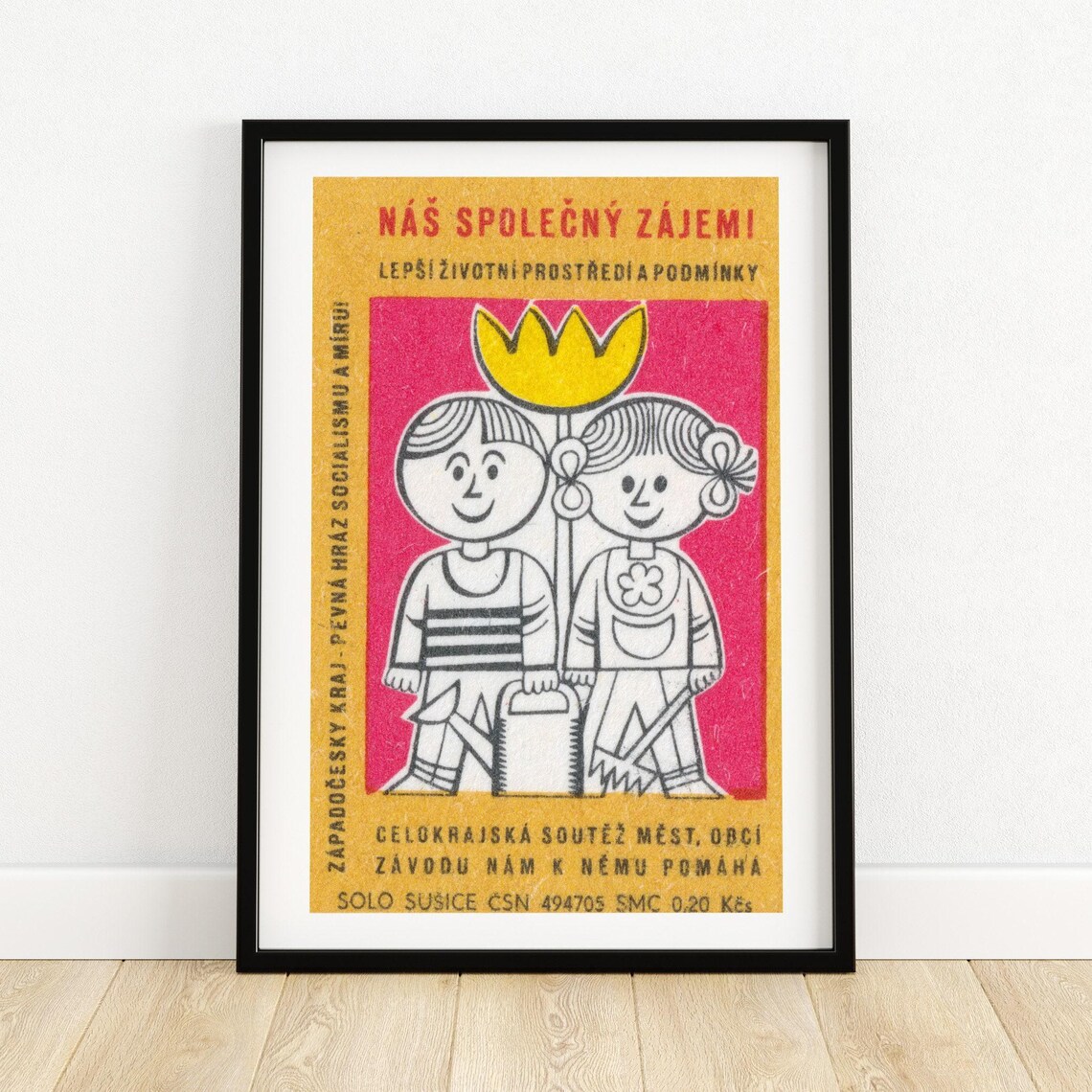 Our Common Cause Gardening Children Vintage Czech Community Art Poster