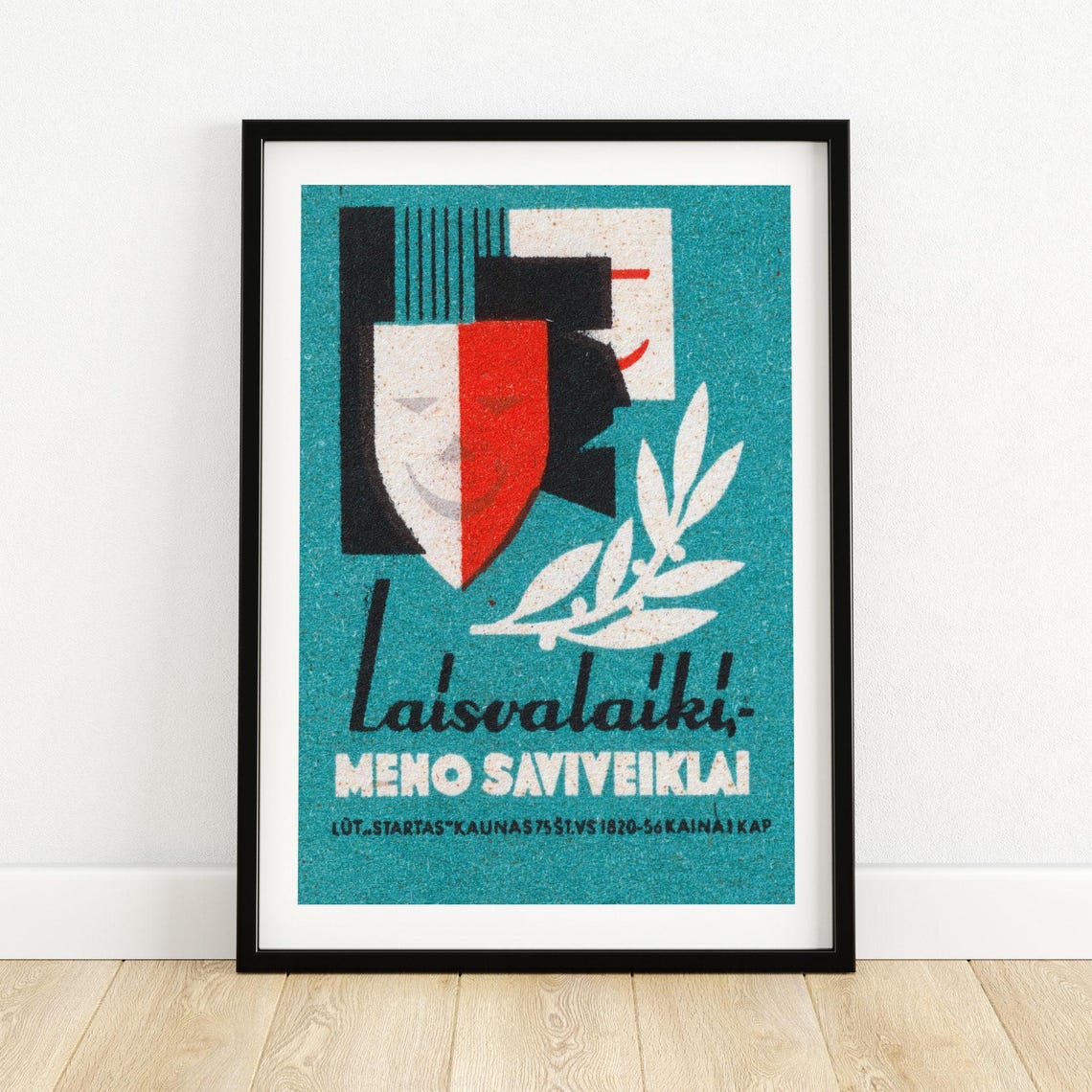 Laisvalaikis Lithuanian Art Theatre Masks Vintage Label Art Print