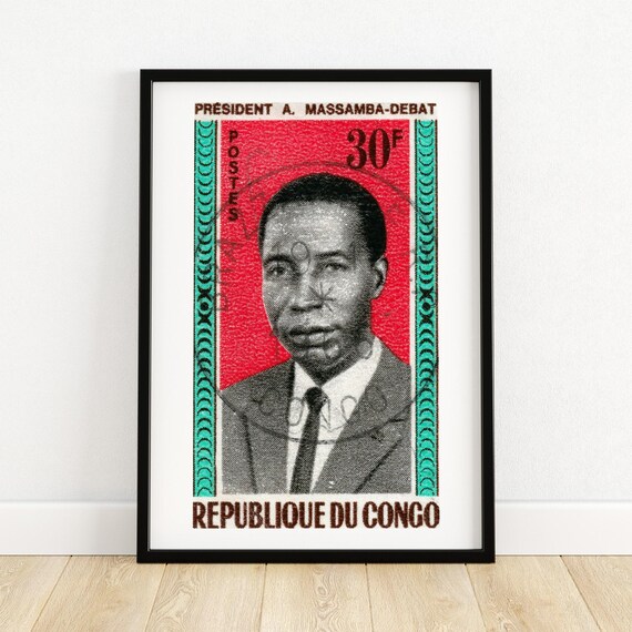 Congolese President Vintage Congo Art Postage Stamp Print Aesthetic Wall Art Postage Stamp Wall Poster Vintage African Art