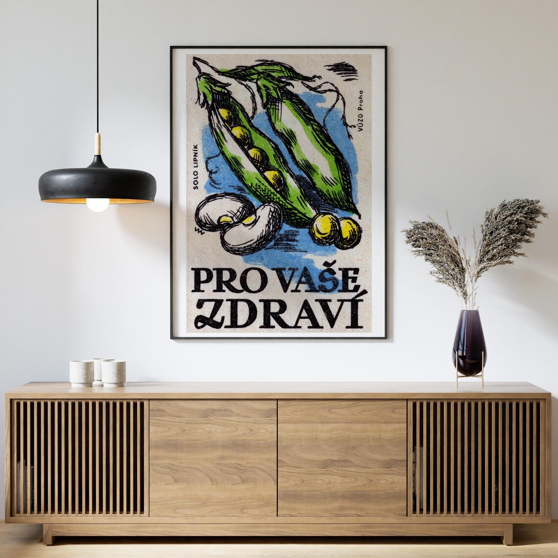 Czech Pro Vase Zdravi Peas Beans Vintage Matchbox Art Poster - Image 4