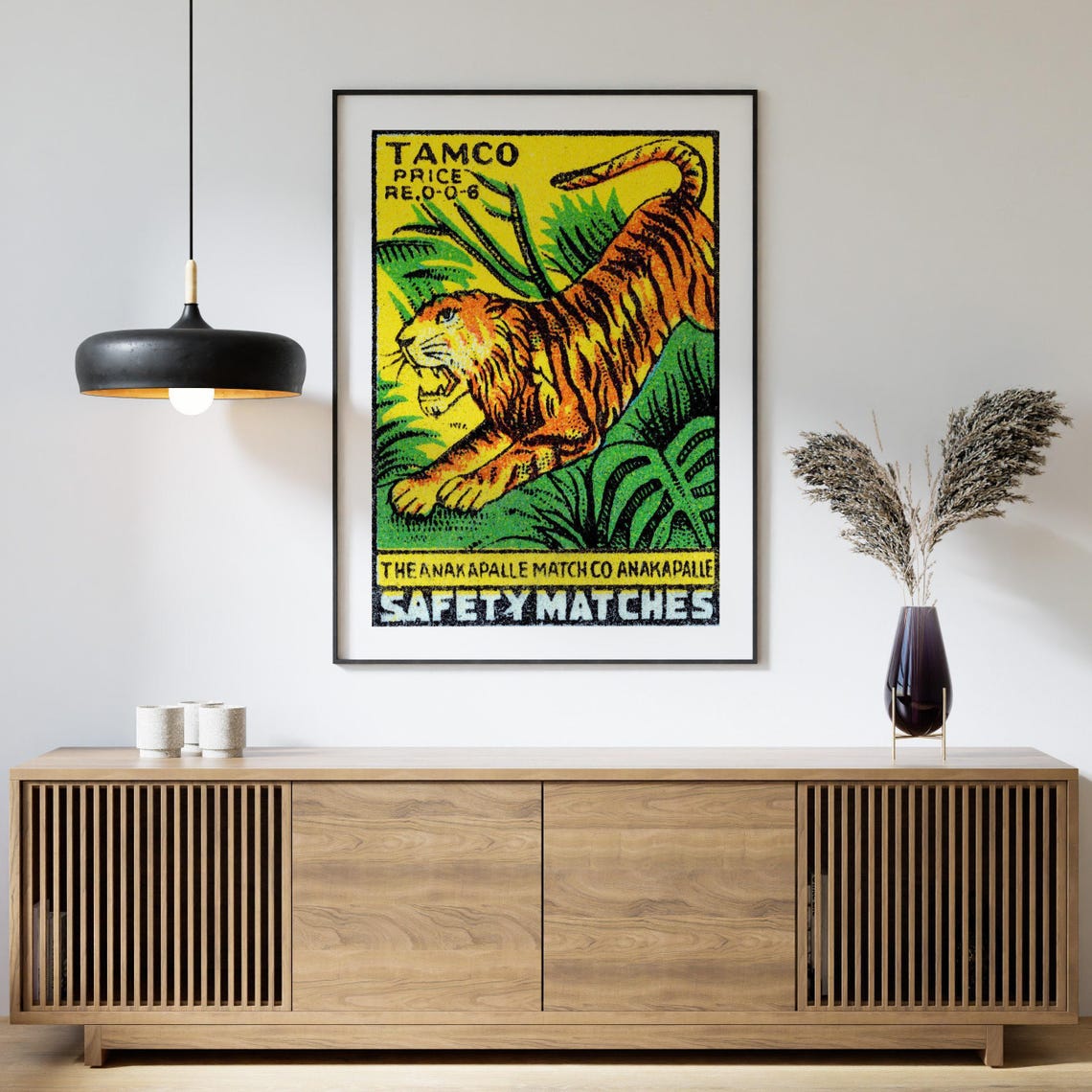 Tamco Tiger Safety Matches Vintage Jungle Tiger Matchbox Label Poster - Image 4