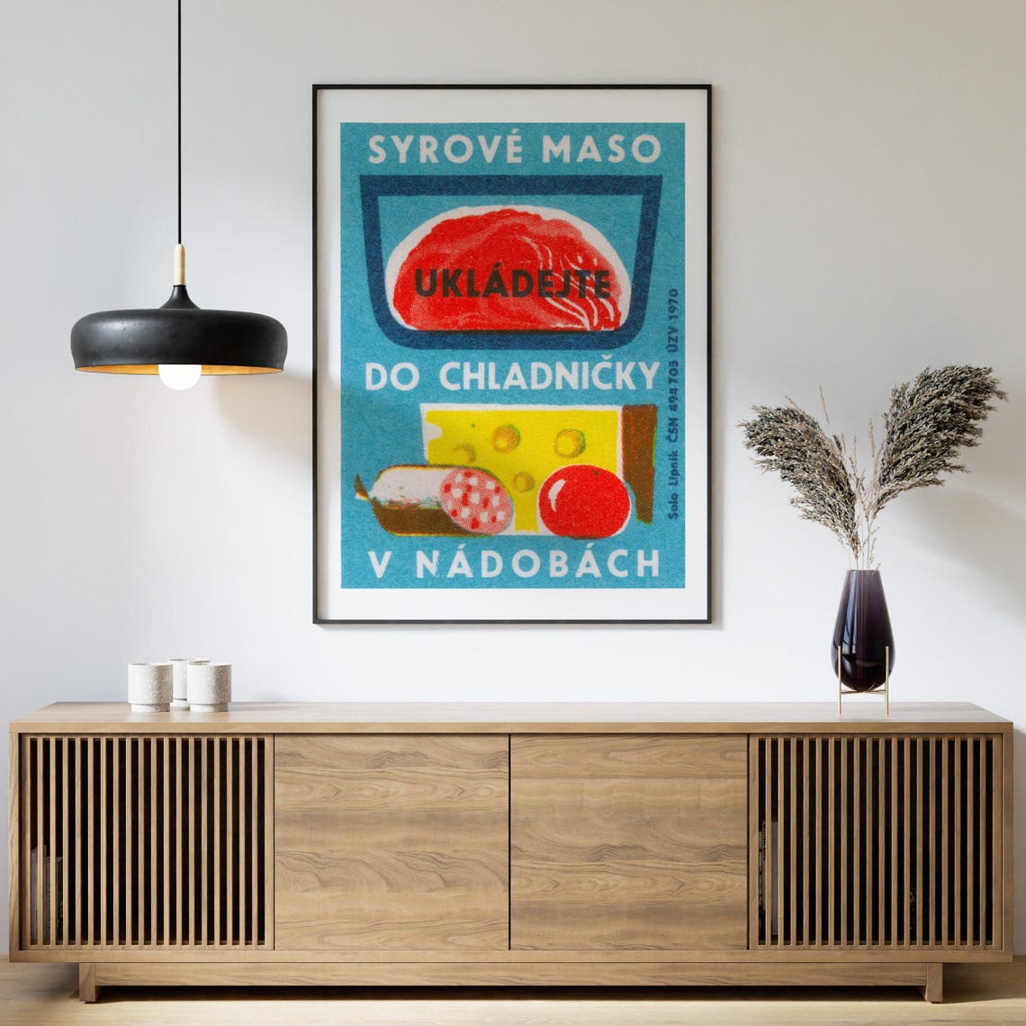 Vintage Czech Raw Meat Fridge Food Safety Matchbox Label Poster - Image 4