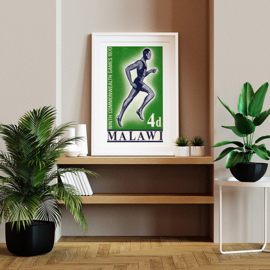 Malawi 1970 Commonwealth Games Runner Vintage Sports Stamp Poster - Image 2