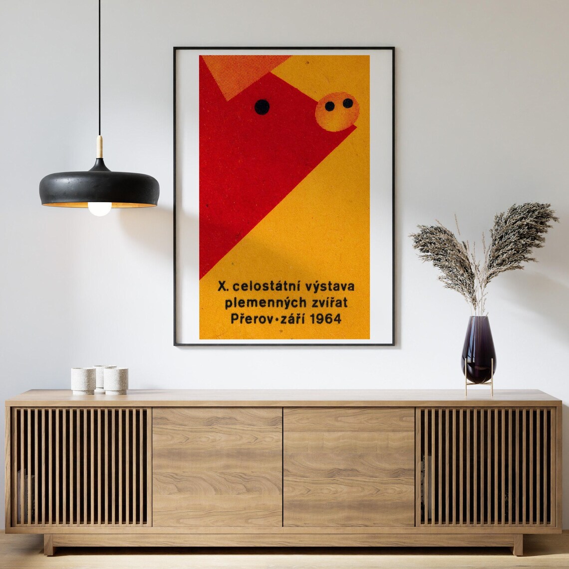 Red Pig Matchbox Print, Vintage Czech Art Poster - Image 4