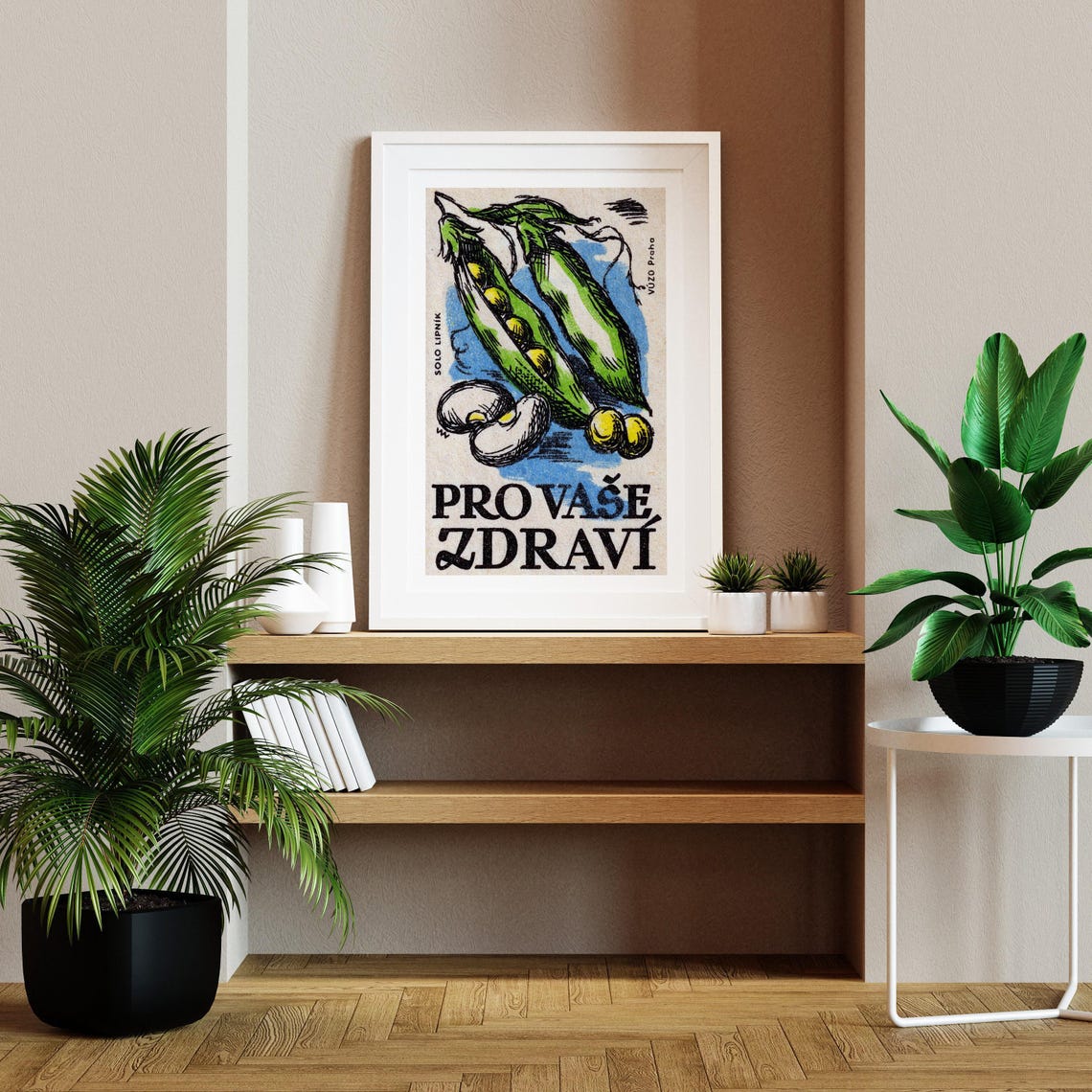 Czech Pro Vase Zdravi Peas Beans Vintage Matchbox Art Poster - Image 2