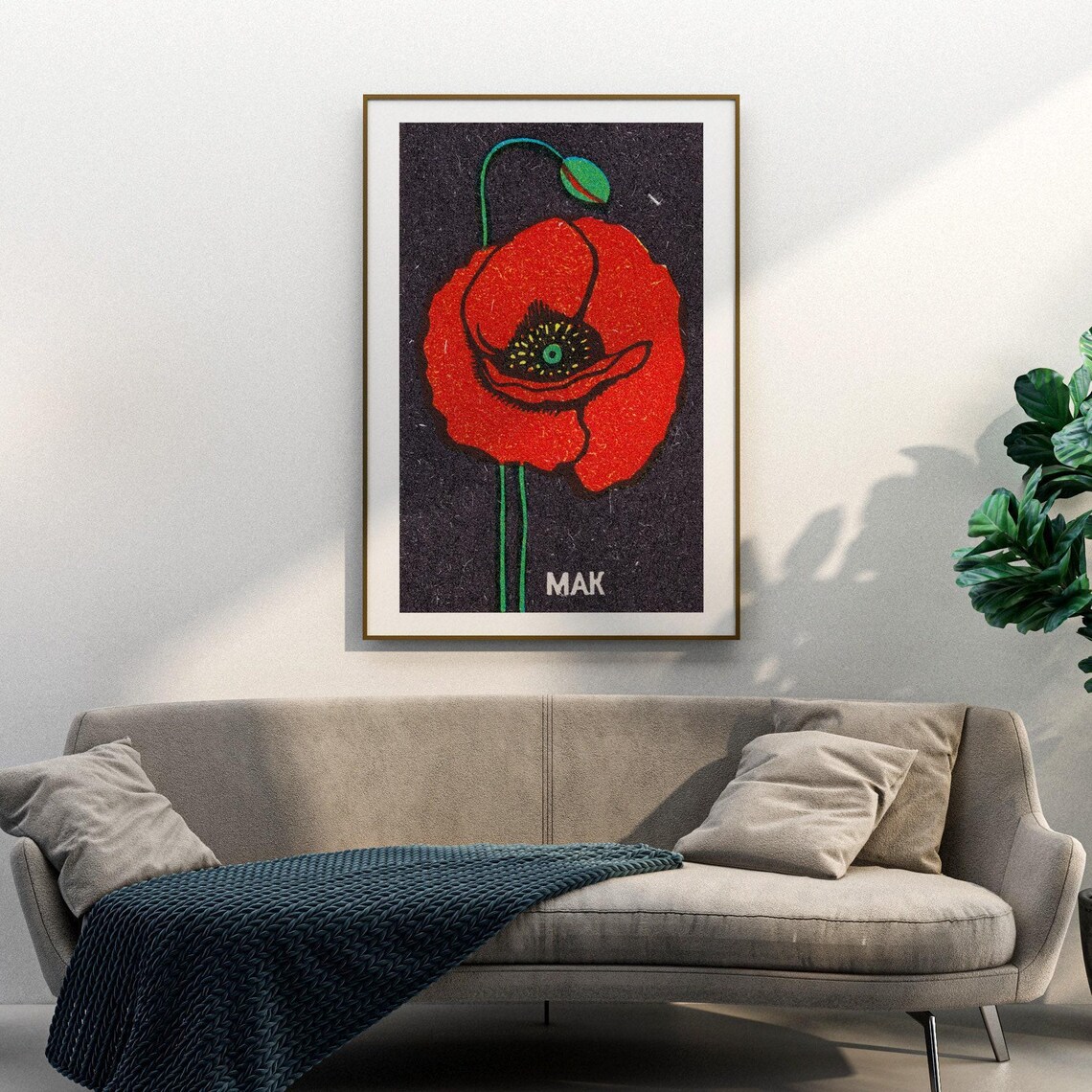 Red Poppy Matchbox Print, Vintage Eastern Europe - Image 3