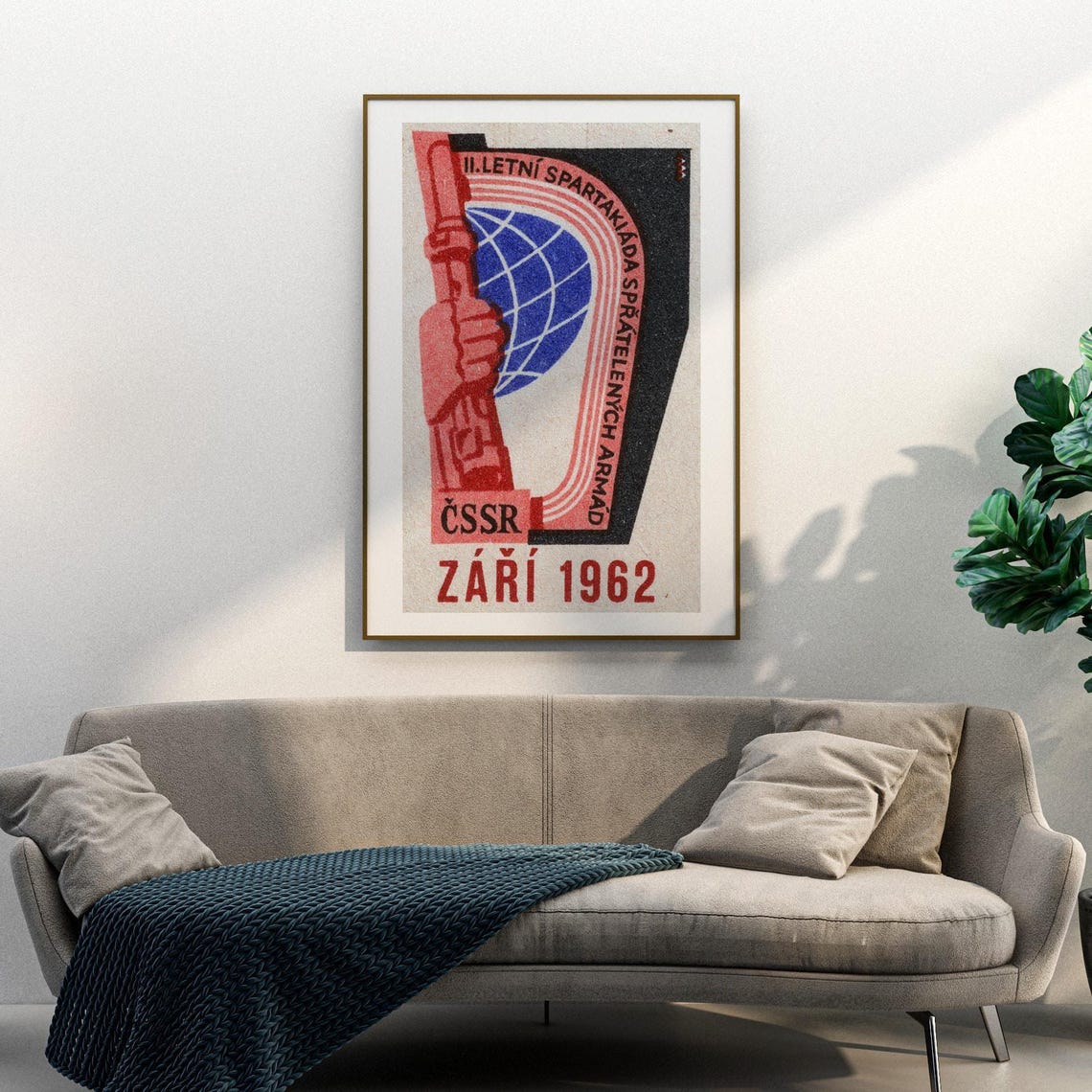 Czechoslovakia 1962 Spartakiada Fist Rifle Globe Match Label Poster - Image 3