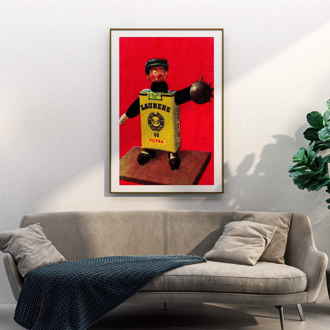 Laurens Matchbox Boy with Ball Vintage Advertising Art Poster - Image 3