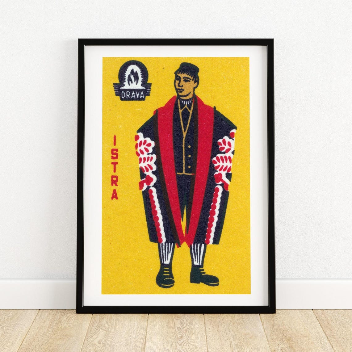 Istra Folk Costume Man Vintage Drava Matchbox Label Art Poster
