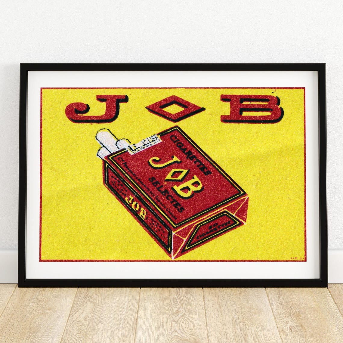 Job Cigarettes Selectees Red Pack Vintage Tobacco Matchbox Poster
