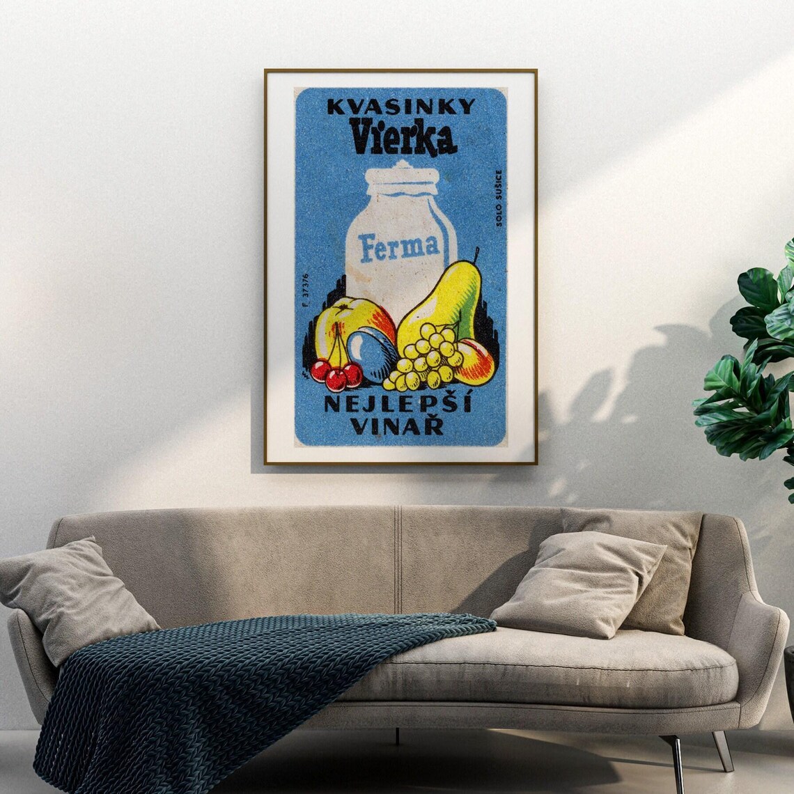 Milk Jug and Fruit Matchbox Vintage Czech Poster Print - Image 3