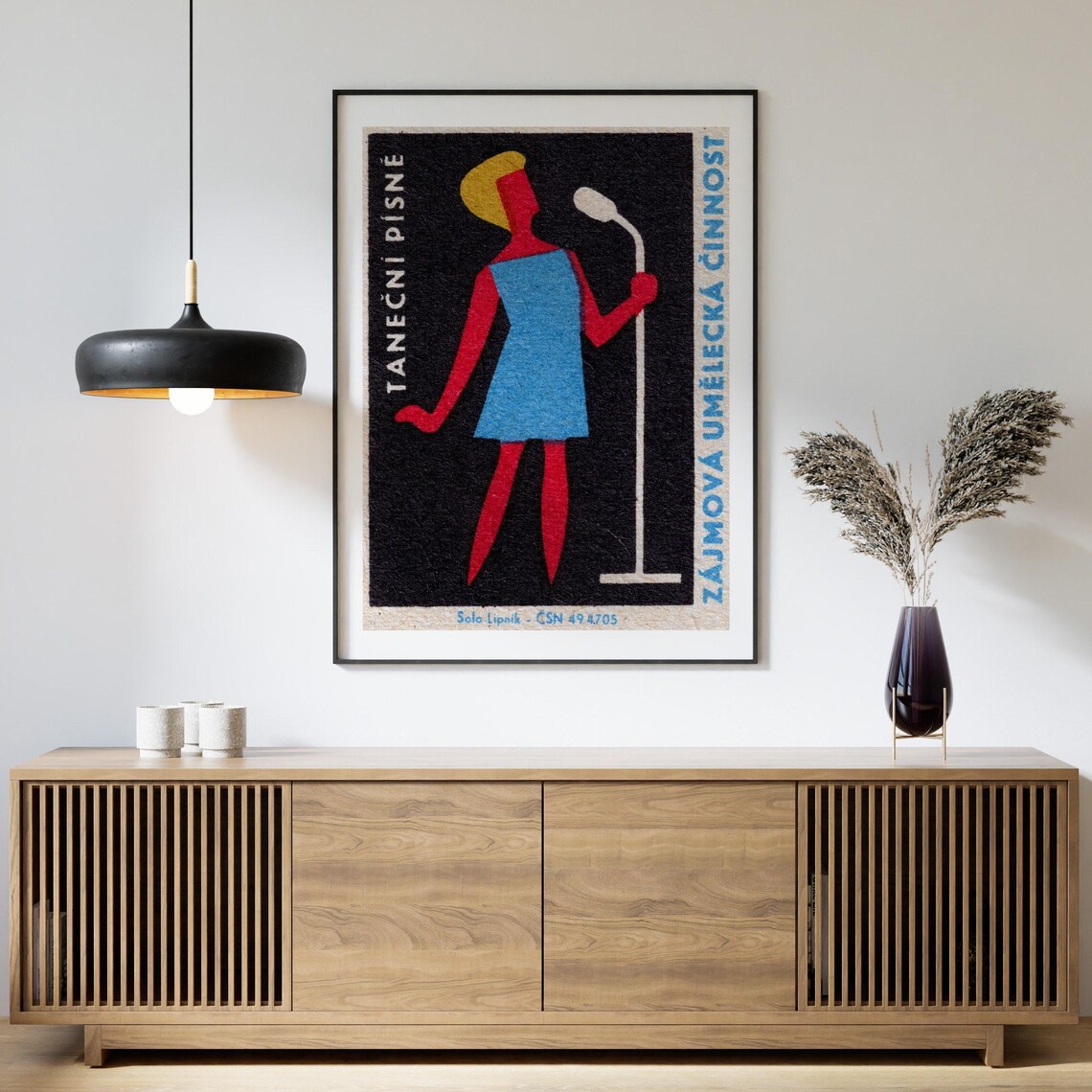 Woman Singing Matchbox Vintage Czech Poster Print - Image 4