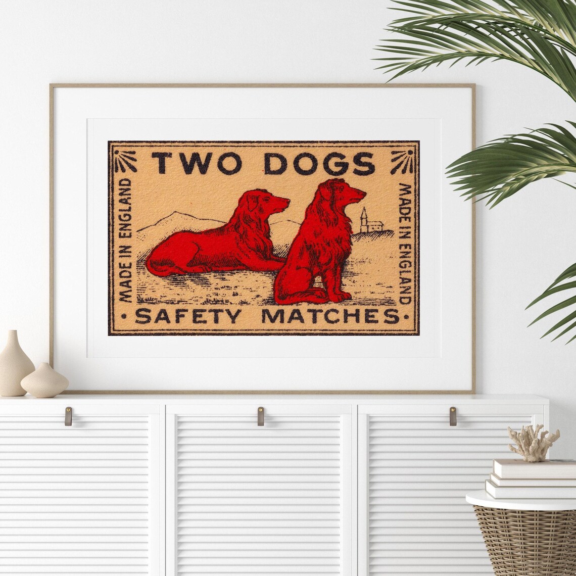 Two Dogs Matchbox Print, Vintage Sweden Poster - Image 2
