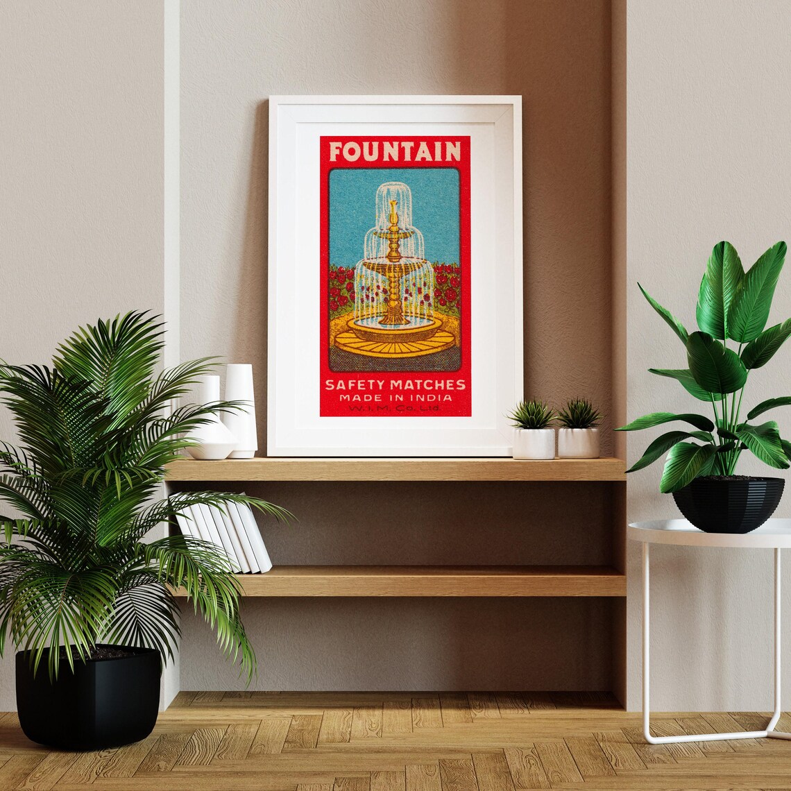 Vintage Sweden Matchbox Poster Print, Fountain - Image 2