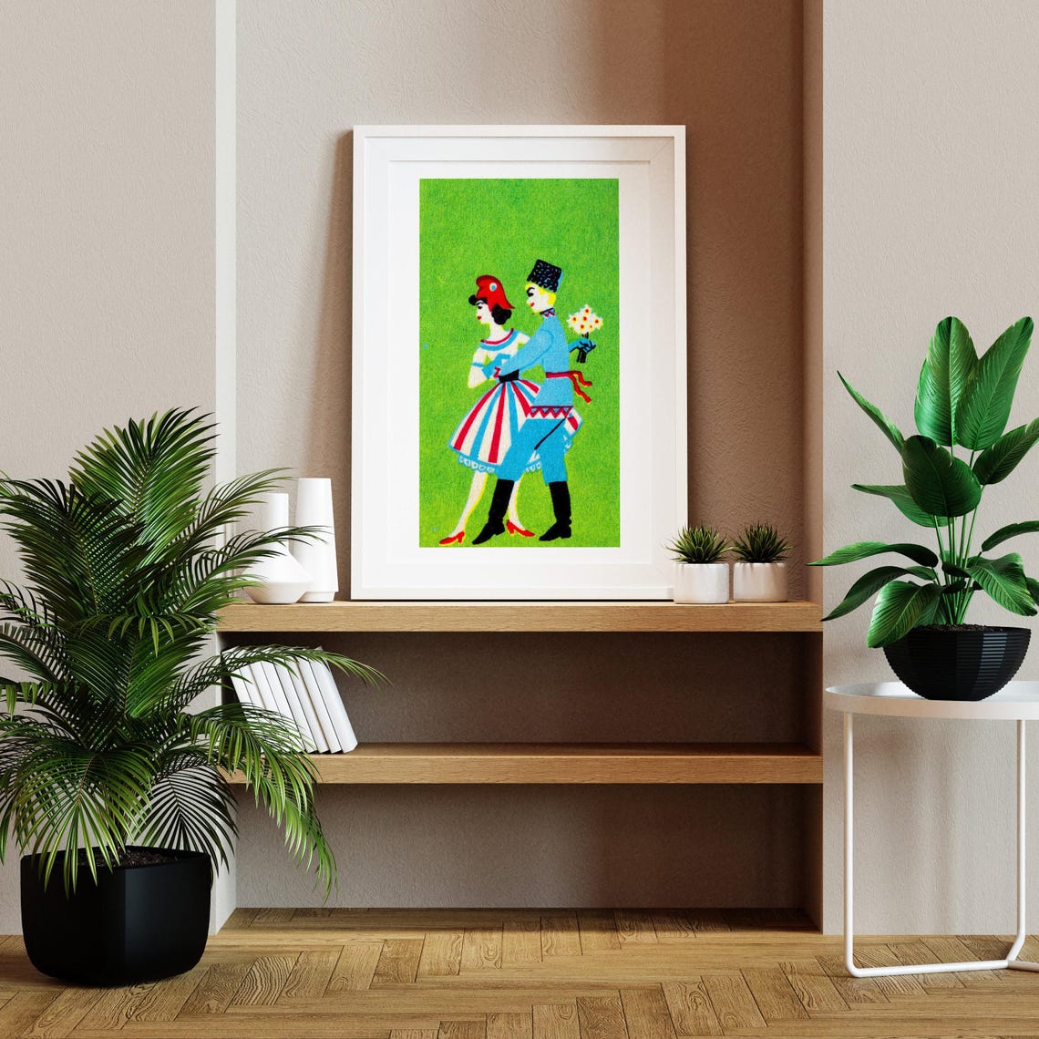 Folk Dance Couple Retro Costume Matchbox Illustration Art Poster - Image 2