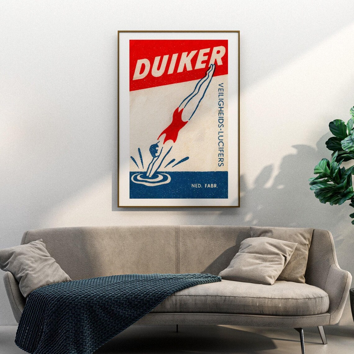Duiker Diver Dutch Safety Matches Vintage Diving Sports Poster - Image 3