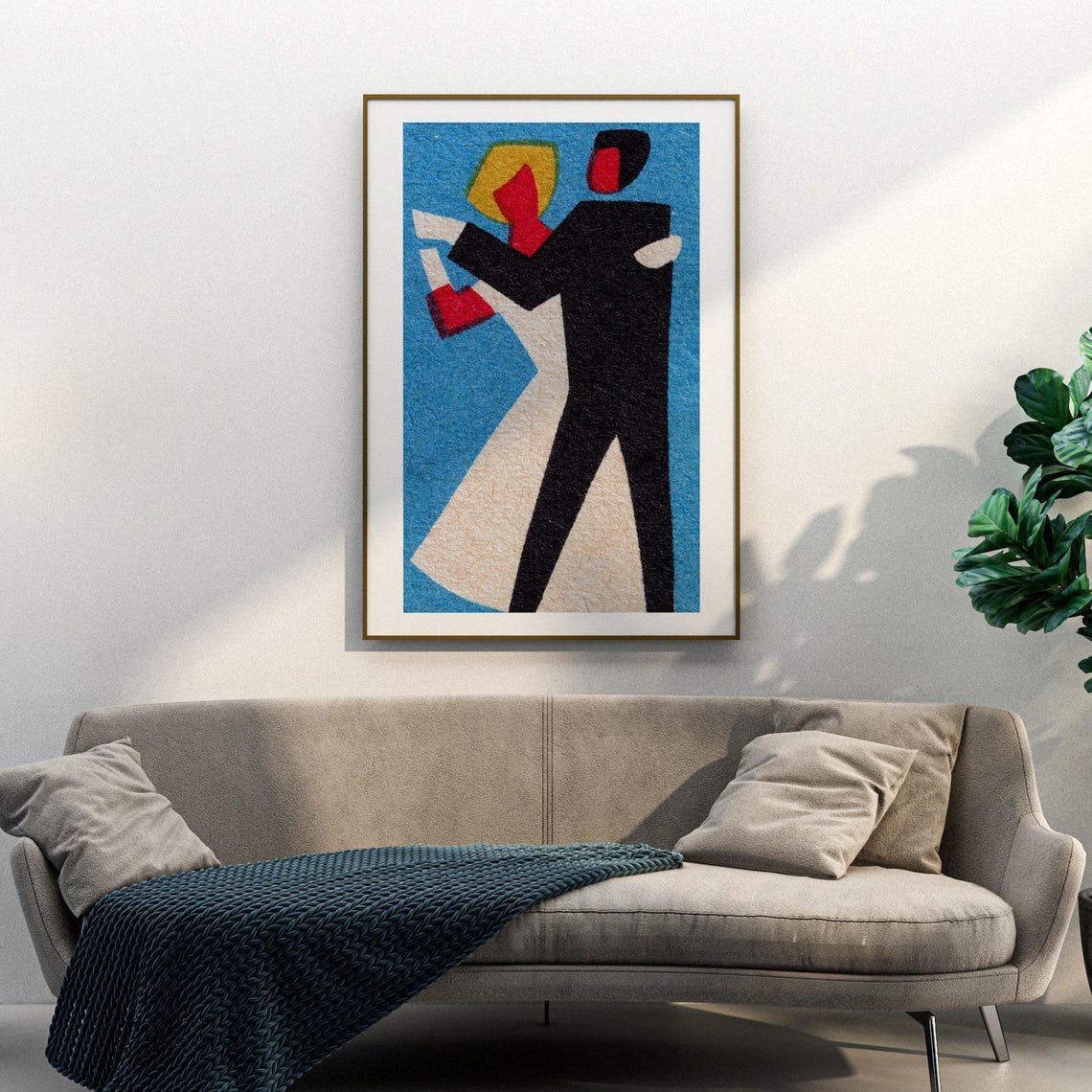 Abstract Dancing Couple Ballroom Blue Matchbox Label Art Poster - Image 3
