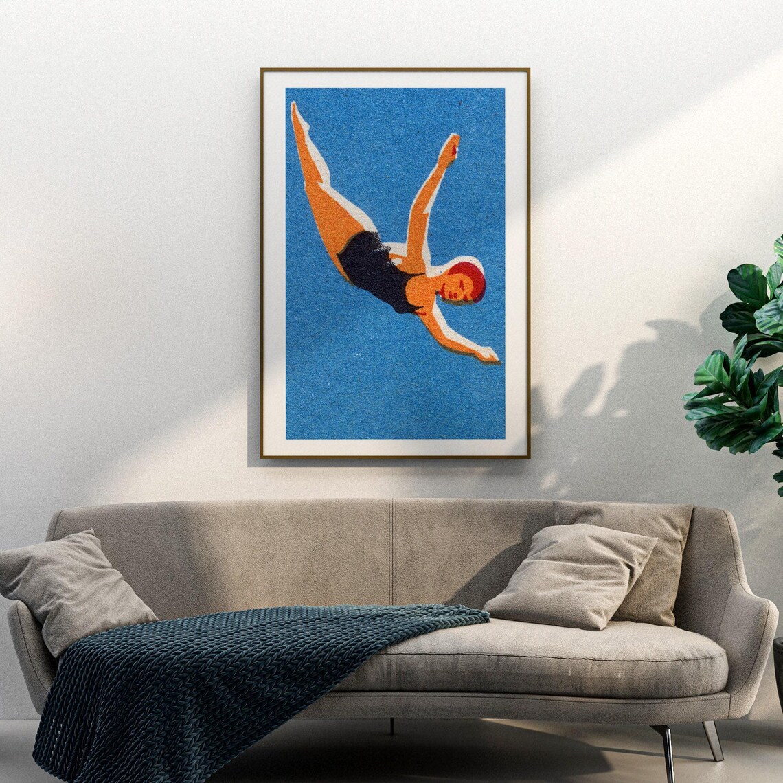 The Diving Woman Vintage Eastern Europe Art Print - Image 4