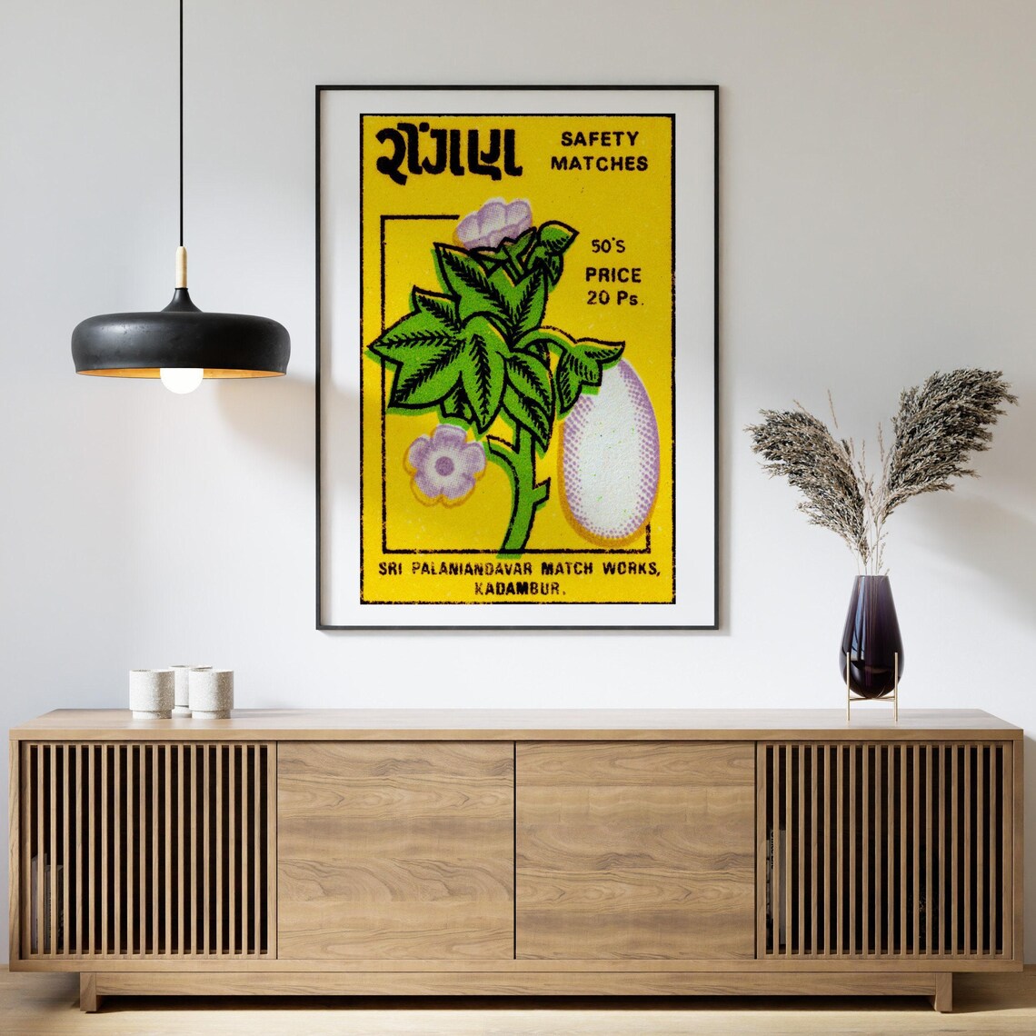 Cotton Plant Blossom Vintage Indian Safety Matches Label Art Poster - Image 4