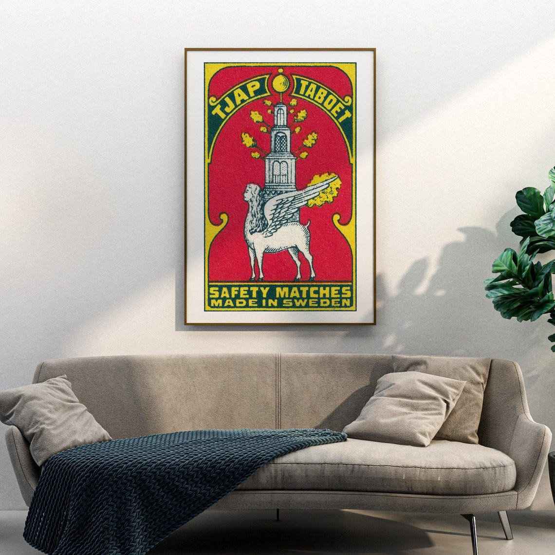Tjap Taboet Swedish Safety Matches Winged Horse Red Art Poster - Image 3