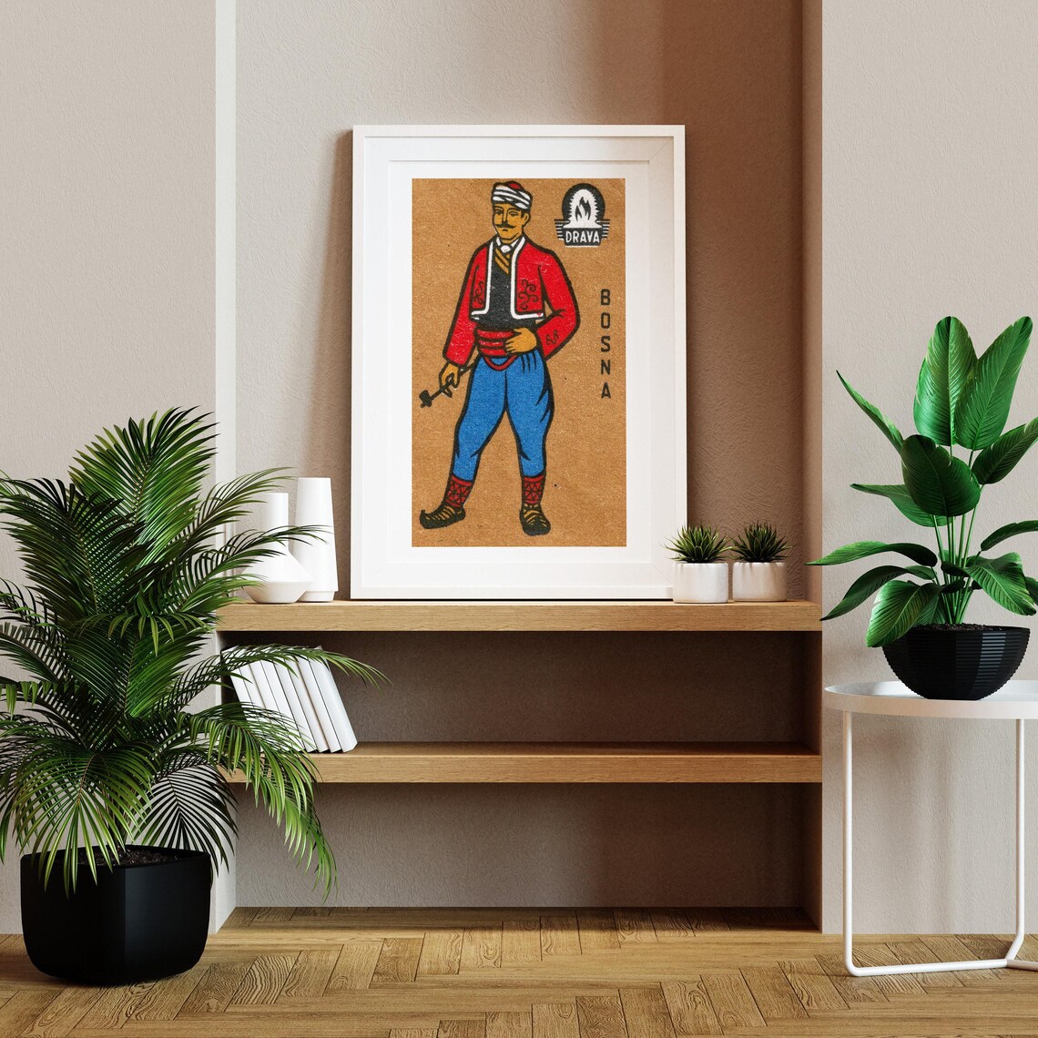 Bosnian Man Matchbox Print, Vintage Eastern Europe - Image 2